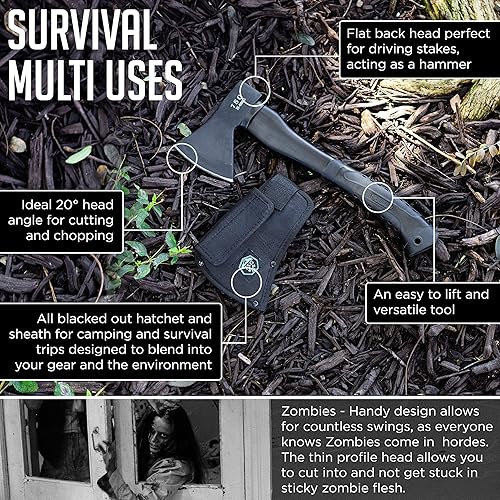 Miniatura 5 de Hacha de camping – Hacha de camping con funda – Hacha de supervivencia – Hachas de supervivencia para acampar y cortar madera – Hacha táctica y de