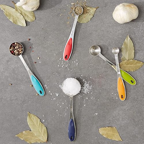Miniatura 4 de RSVP International Endurance Kitchen Collection - Herramientas de medición, aptas para lavavajillas, asas de colores, 5 piezas, acero inoxidable