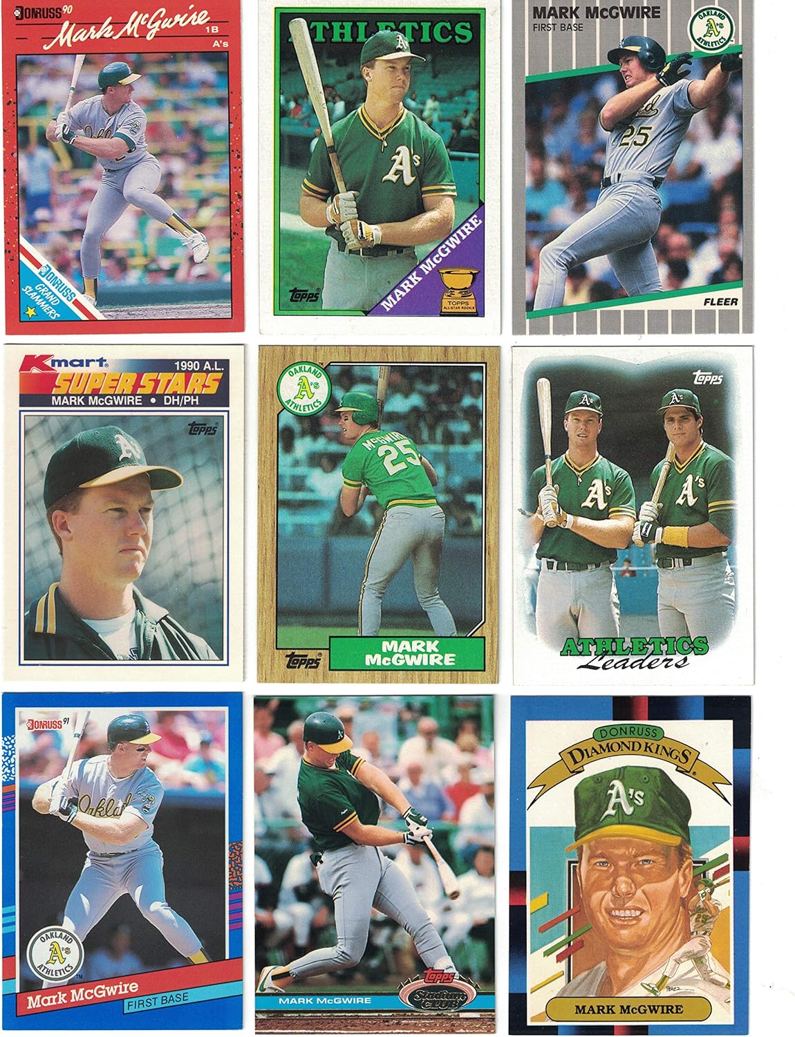 Mark McGwire / 100 Different Baseball Cards featuring Mark McGwire with 1987 Topps and 1987 Donruss Rookie cards!