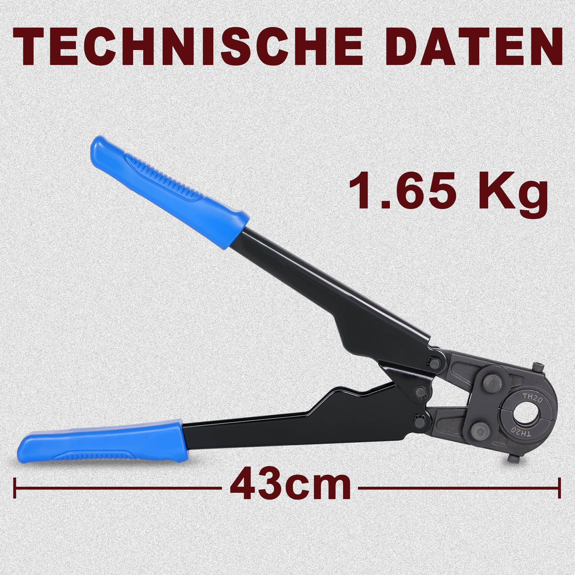 AMZCNC TH-Kontur TH16 TH20 - Alicates de compresión para tubos compuestos PEX | fontaneros, TH16 TH20 prensado, tubería PEX, tubo compuesto, instalación sanitaria, calefacción por suelo radiante