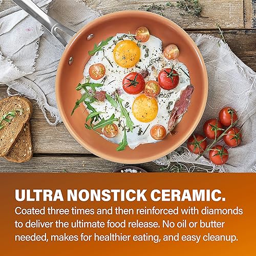 Miniatura 6 de Gotham Steel Juego de ollas y sartenes de 10 piezas y apto para lavavajillas, 100% libre de PFOA y 5 piezas de utensilios de cocina esenciales de