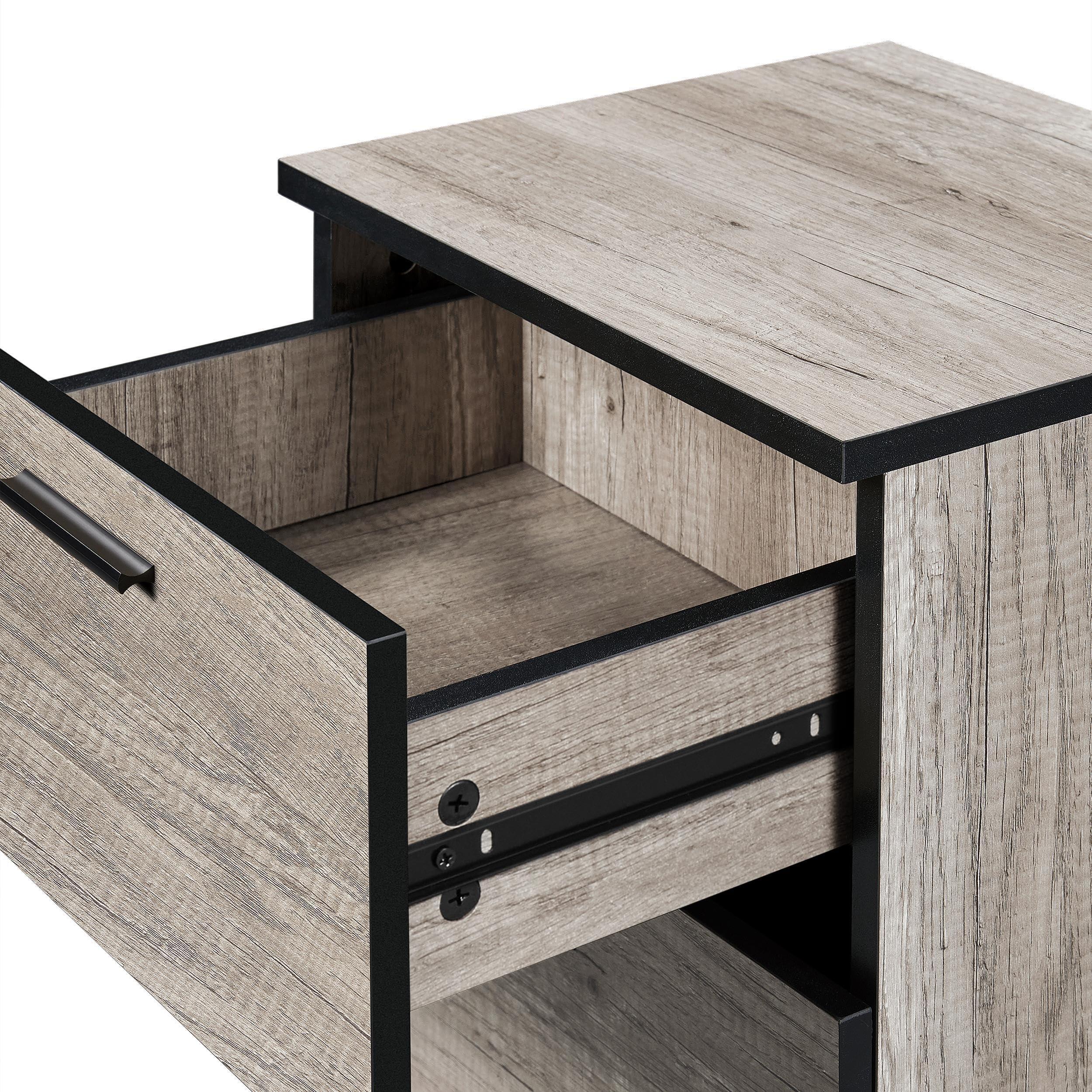 Yaheetech 2 x Nachttisch Nachtschrank Nachtkommode 3 Schubladen 60cm hoch Schubladenschrank Beistelltisch Metallgriffe Nachtkonsole für Schlafzimmer/Wohnzinmmer, Grau