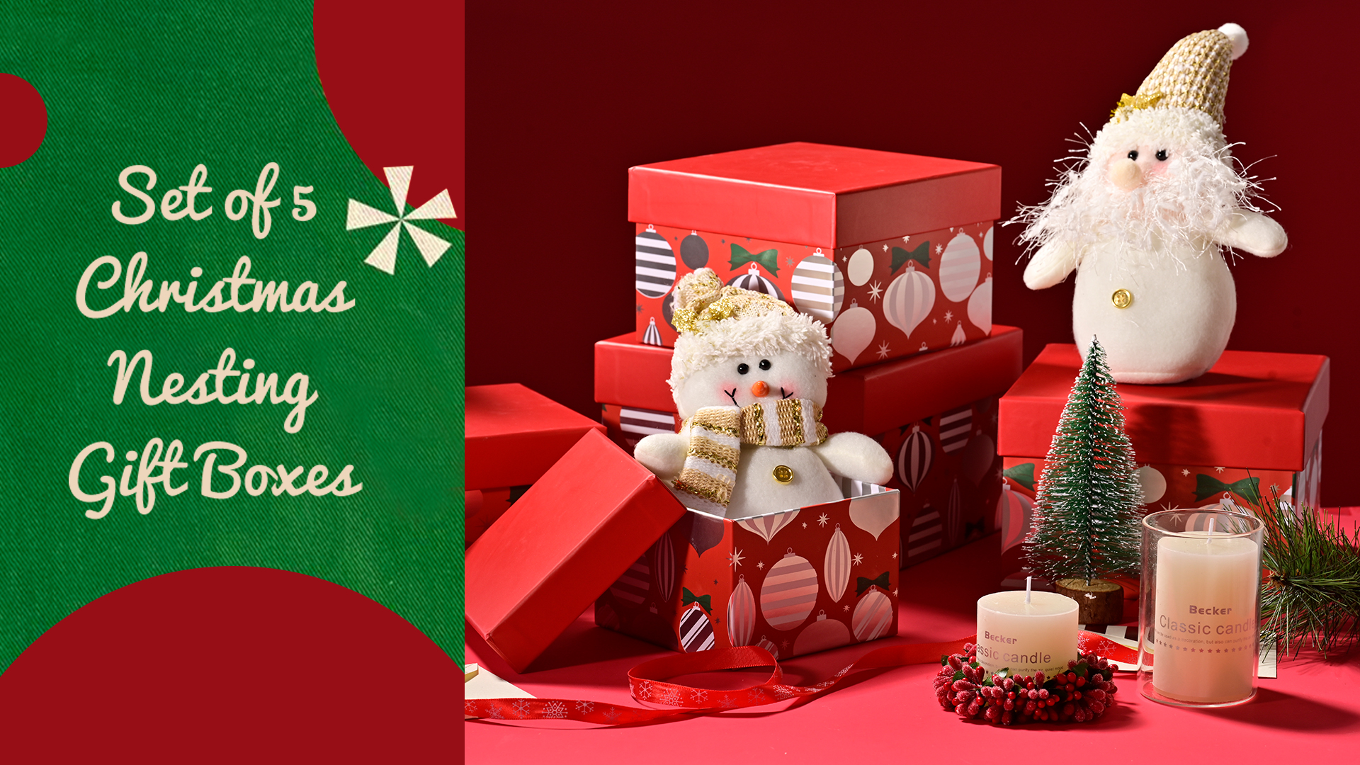 Amazon.com: PAPER FAIR 5PCS Christmas Nesting Gift Boxes Set, Red