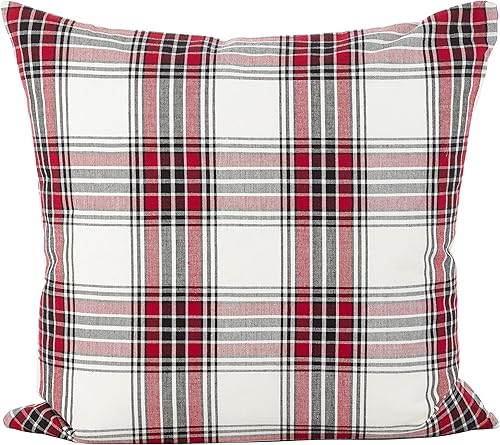 SARO LIFESTYLE Almohada de algodón tradicional con relleno de plumón de algodón, 20 x 20 pulgadas, multicolor