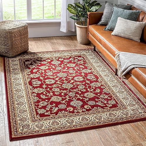 Alfombra tradicional de Barclay Sarouk de color rojo de 2 pies 3 pulgadas x 3 pies 11 pulgadas, Polipropileno