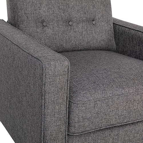 Miniatura 10 de Flash Furniture Ezra Ezra - Sillón reclinable pushback, tapicería moderna de tela gris de mediados de siglo, parte trasera con botones, uso