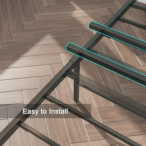 Miniatura 8 de LIKIMIO Marcos de cama California King fácil de montar sin ruido no necesita somier marcos de soporte de metal fuerte y pesados tamaño California