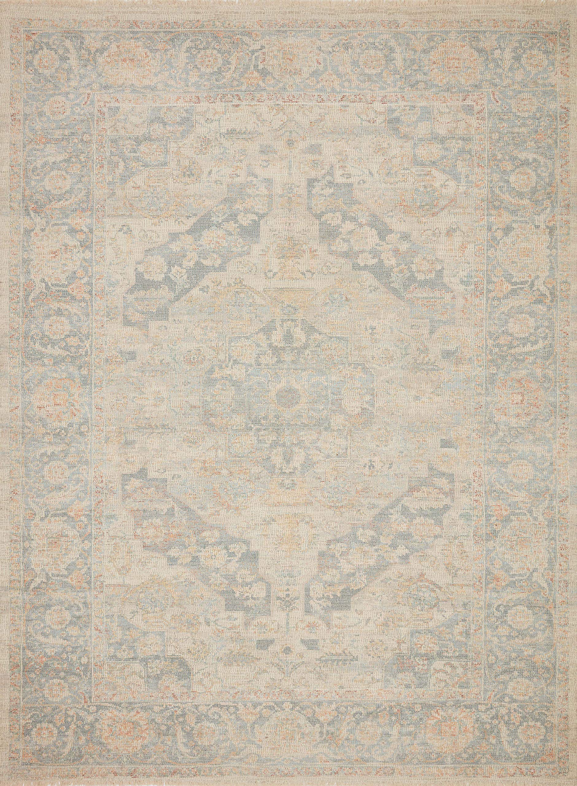 Loloi Priya Collection PRY-08 Bone/Bluestone, Transitional Area Rug, 9'-3" x 13'