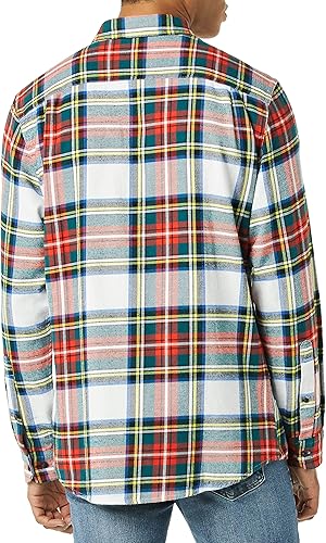 Miniatura 3 de Tienda Essentials - Camisas de franela para hombre, manga larga, ajustadas, con dos bolsillos, a cuadros