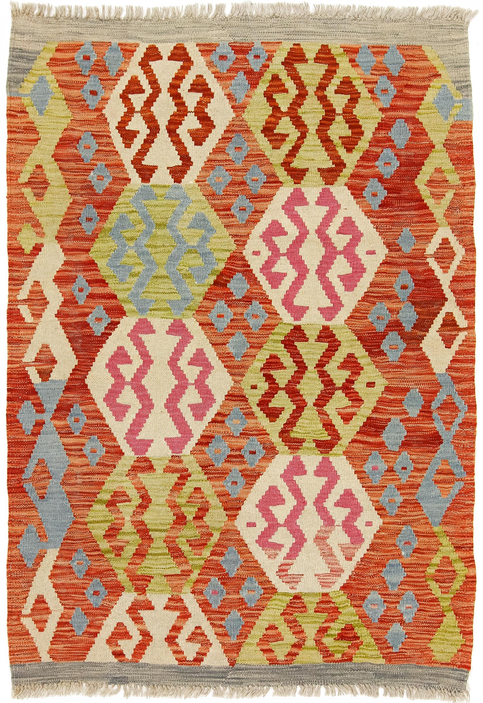 Tapis d'Orient en laine Kilim Afghan 102x147 pour sublimer un sol froid
