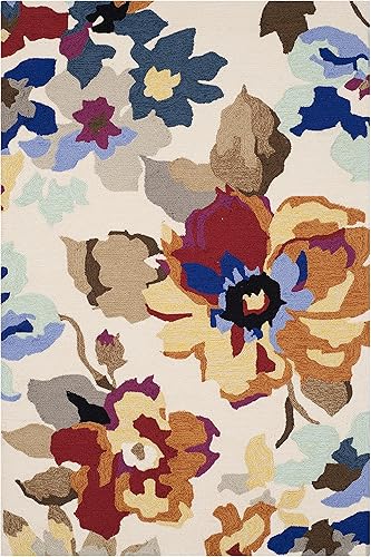 Miniatura 2 de SAFAVIEH Four Seasons Collection FRS509D - Alfombra floral con gancho a mano (3 pies 6 pulgadas x 5 pies 6 pulgadas), color marfilmulti
