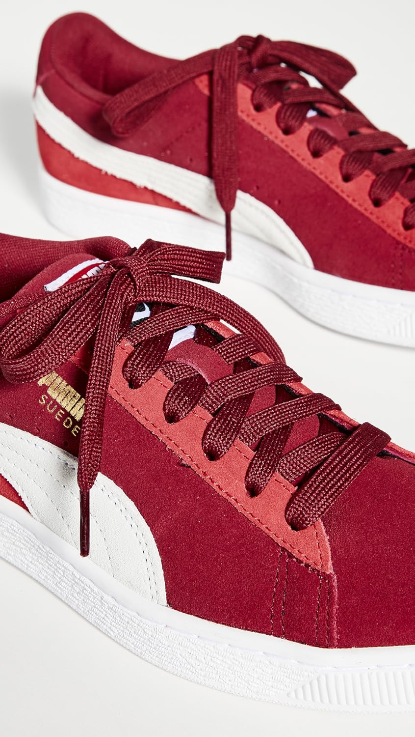 PUMA unisex adult Suede Classic Sneaker, Rhubarb-puma White-high Risk Red, 4.5 US