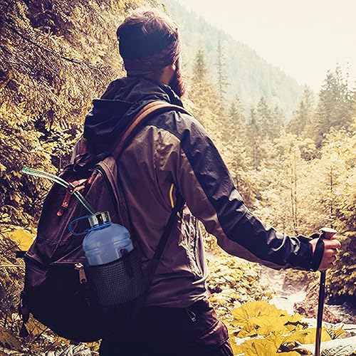 Miniatura 4 de Geo Sports Bottles Botella de agua deportiva de 12 galón (64 onzas), sin BPA, reutilizable, a prueba de fugas, con asa y tapa de acero inoxidable de