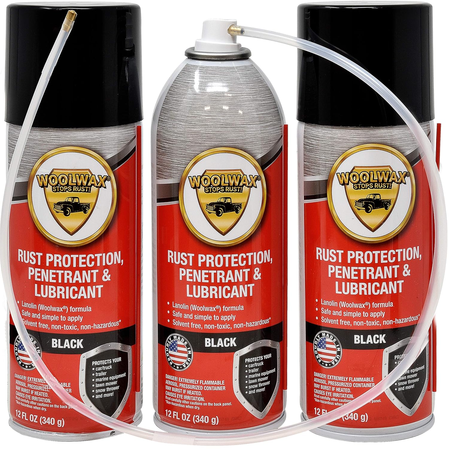 woolwax 12 Oz Undercoating Protection Aerosol Spray Can Black 3 Pack, Rust Inhibitor and