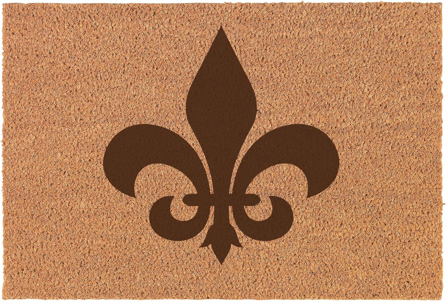 Fleur-de-lis Doormat Brown Natural Coir Rectangular Front Entry Non Slip Door Mat (18 in. x 30 in.)