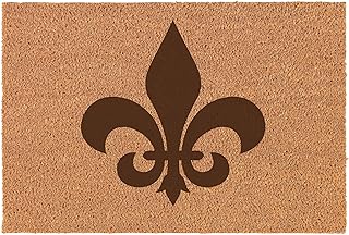 Fleur-de-lis Doormat Brown Natural Coir Rectangular Front Entry Non Slip Door Mat (18 in. x 30 in.)