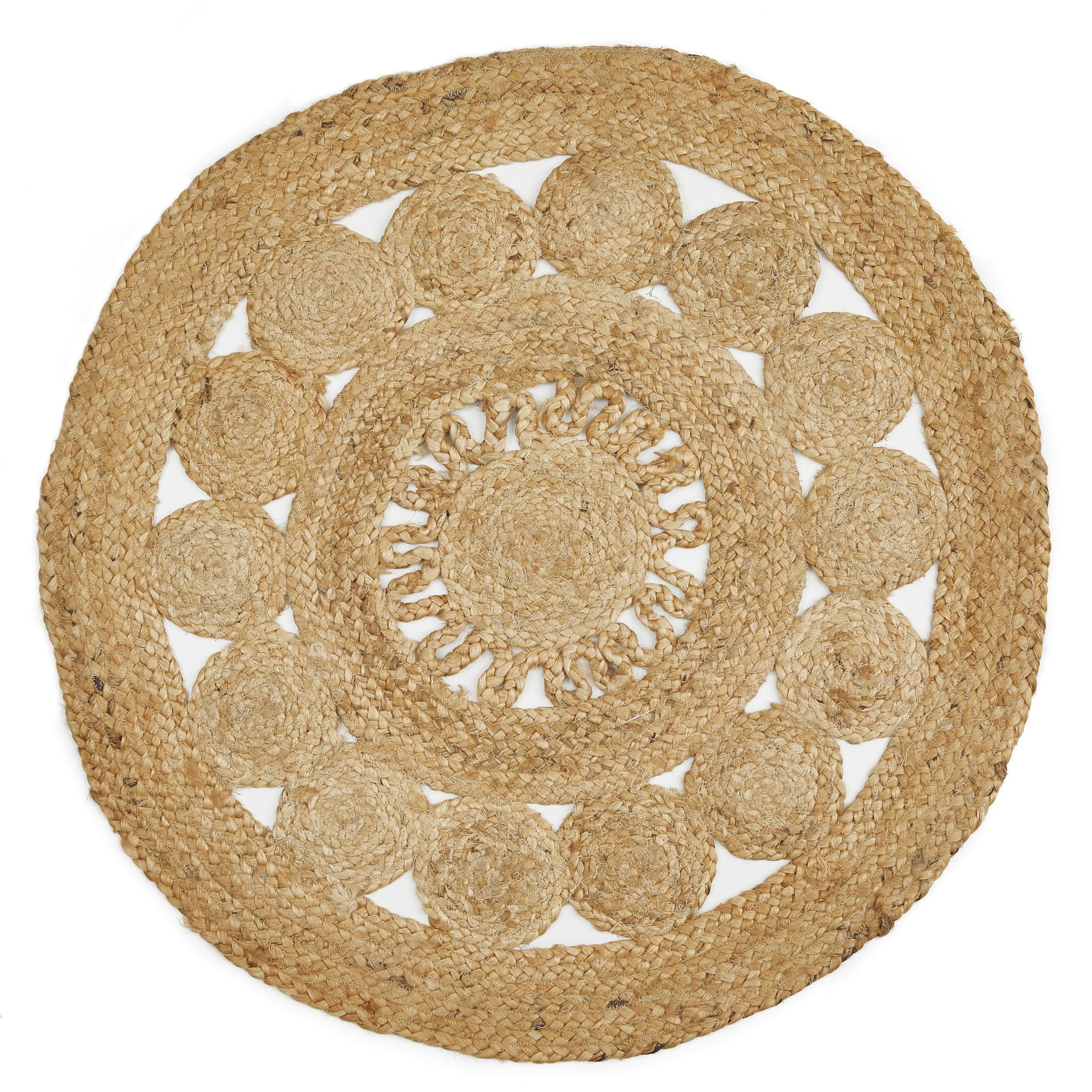 -LUXOR- living Tappeto Balo in 95% iuta e 5% cotone, colore: naturale, dimensioni: Ø 80 cm