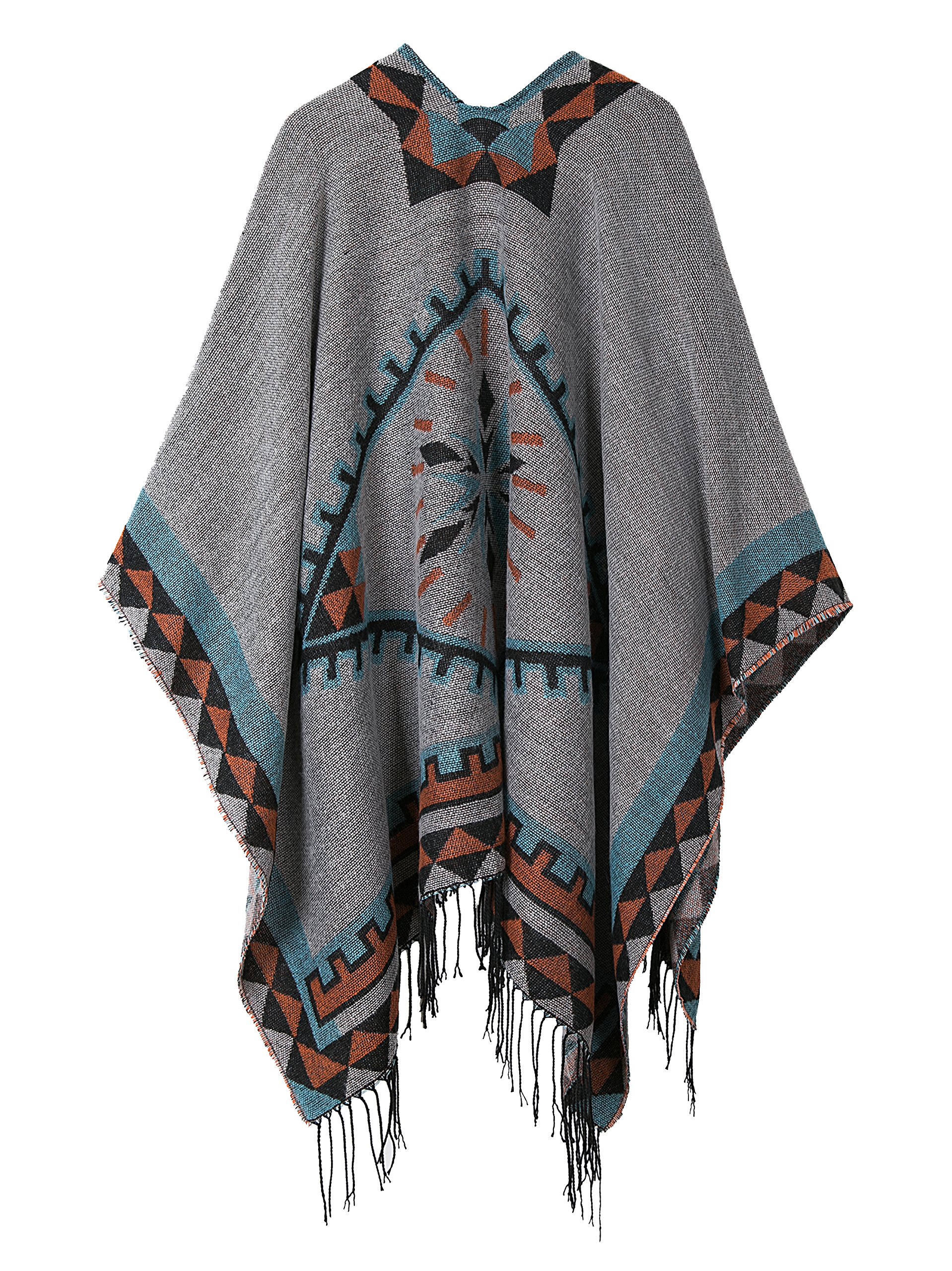 Urban GoCo Damen Poncho Stola Bohe Quaste Schal
