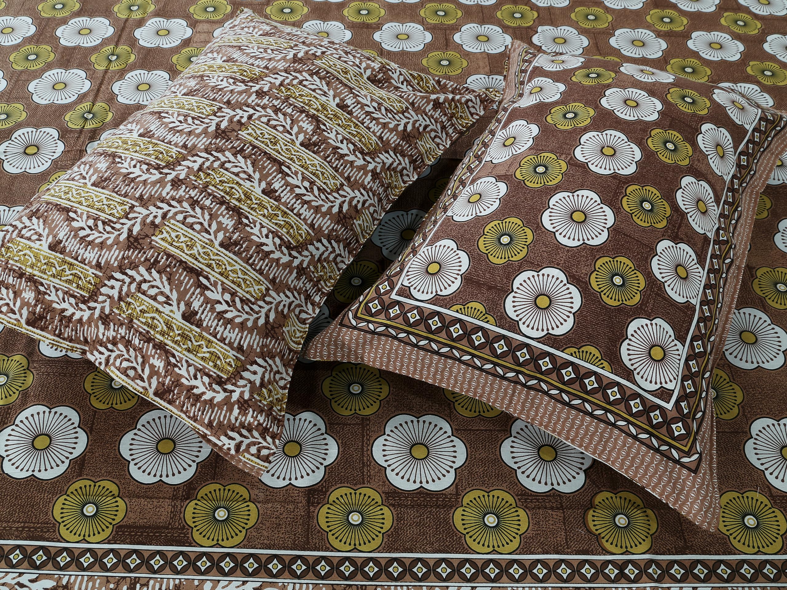 Dream Homme 300 TC 100% Cotton Hand Block Sanganeri Rajasthani Jaipuri Print Bedsheet for Double Bed with 2 King Size Pillow Covers | 90x108 Inches (Bohemian Brown) (B0D45MBKTB) Amazon Price History, Amazon Price Tracker