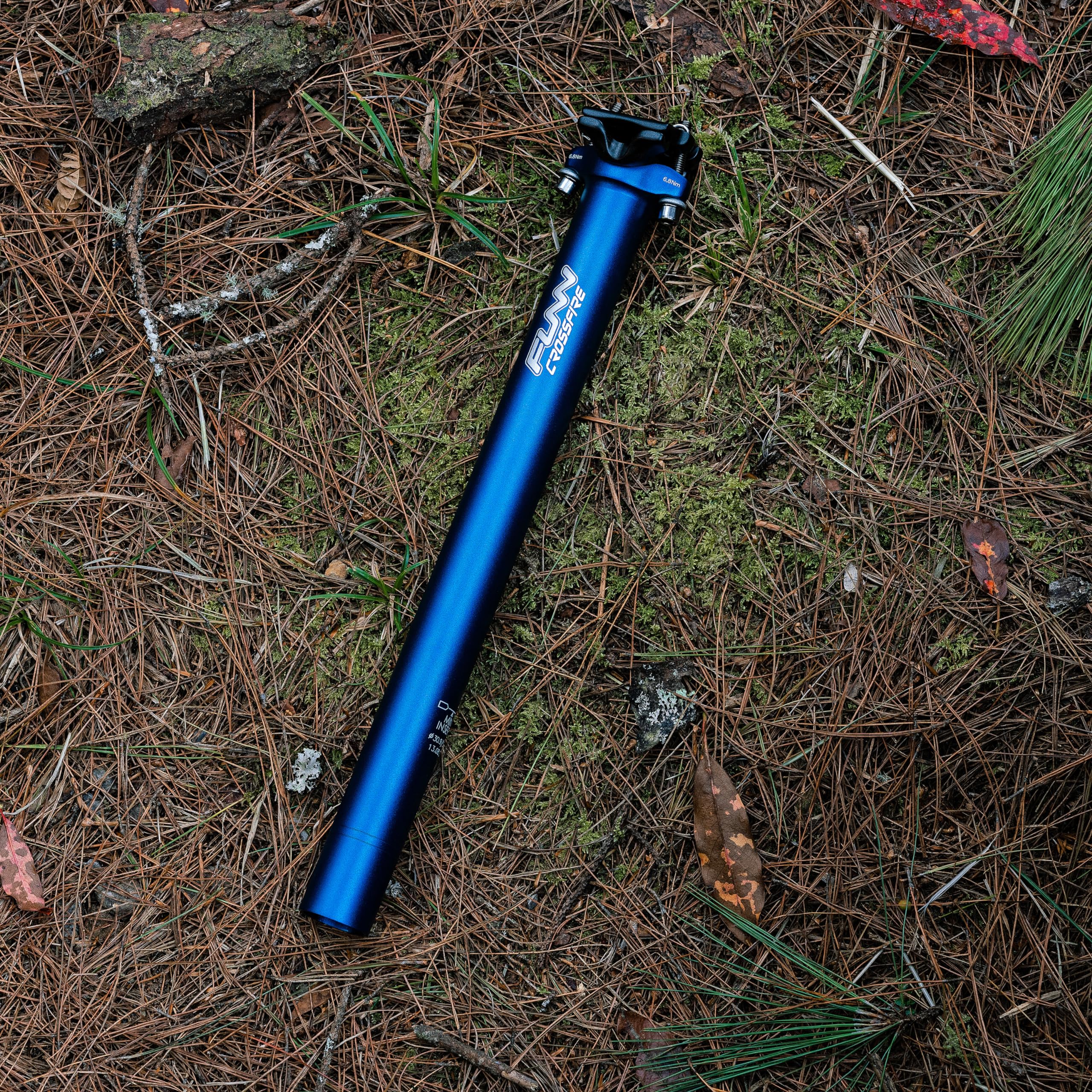 Funn Crossfire Bike Seat Post, Length 400mm, Diameter 30.9mm, Aluminum Alloy AL6061, 3D Forged, One Piece Head and Shaft (Blast Blue) - Image 2