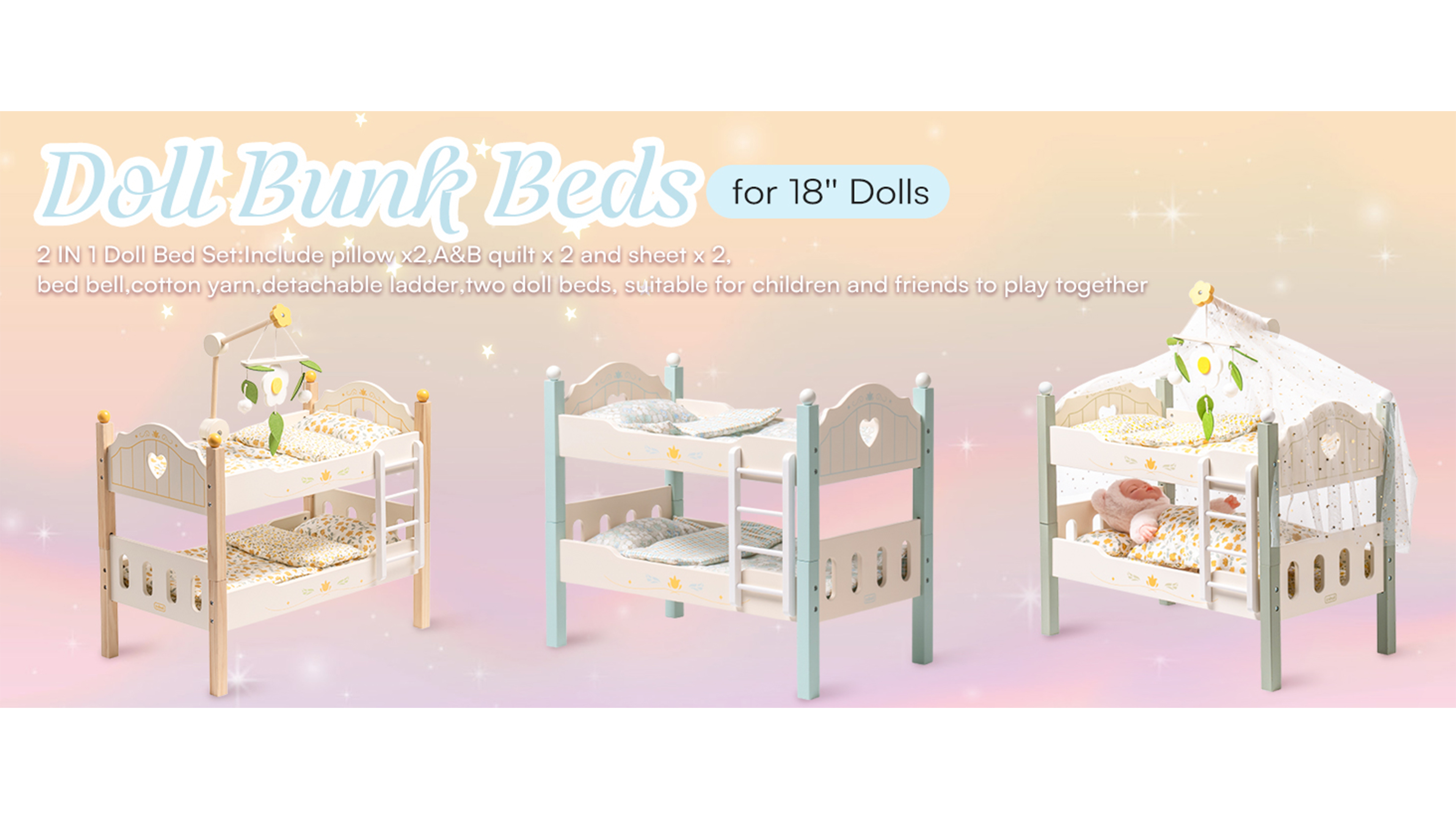 Girl Toy Bed Set 18 Inch Doll Furniture Bedroom Furniture Set For