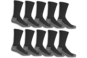 Fruit of the Loom Men's Cushioned Durable Cotton Work Gear Socks with...