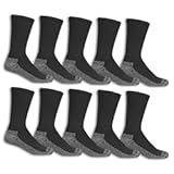 Fruit of the Loom Men&apos;s Work Gear Everyday Work Crew Socks &lpar;10 Pack&rpar;&comma; Black&comma; Medium &lpar;6-12&rpar;