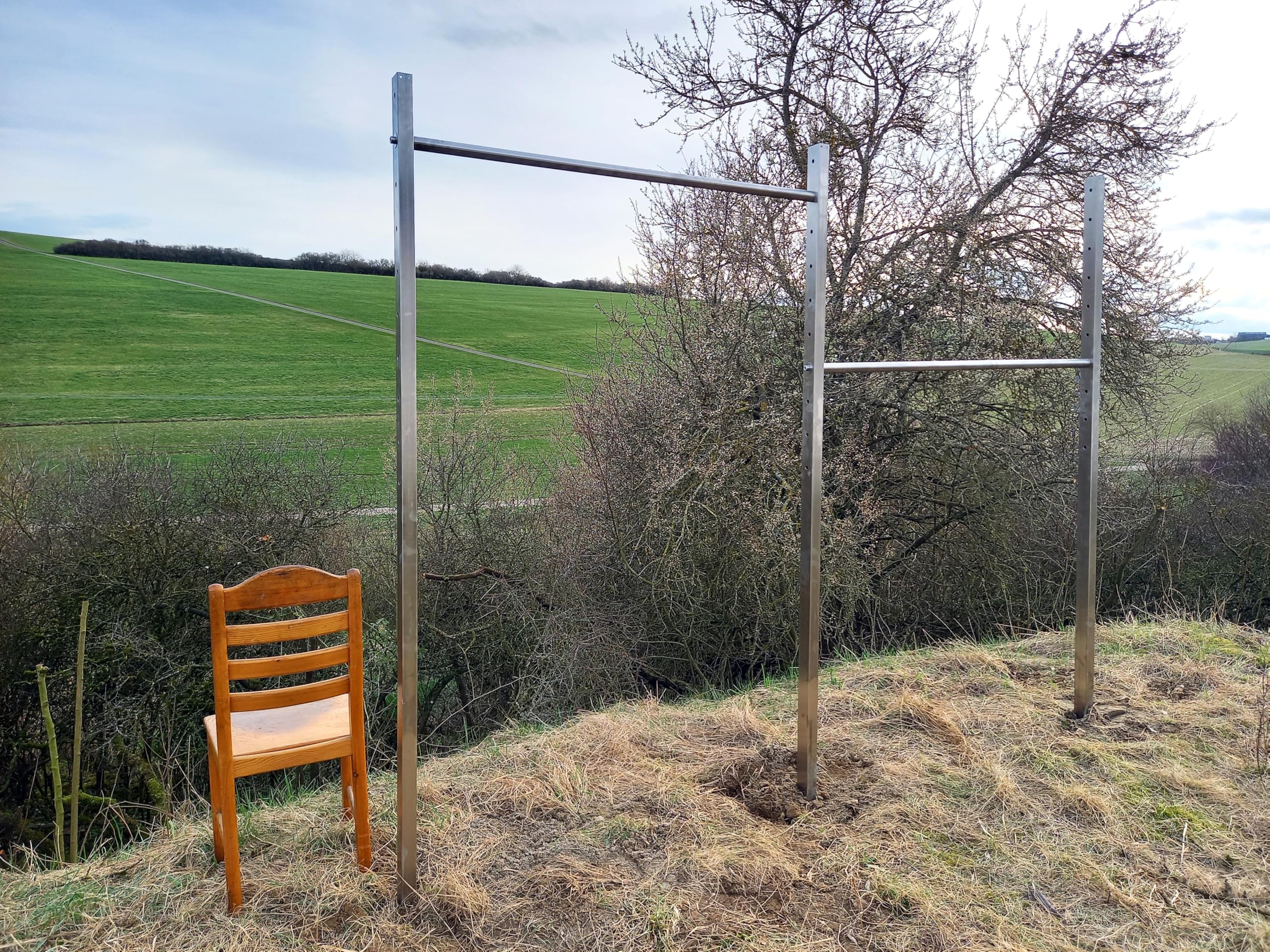 Drążek do podciągania 70-170 cm, masywny, grubość ścianek 2,5 mm, stal nierdzewna – do użytku wewnątrz i na zewnątrz, drążek gimnastyczny, do podciągania, odpowiedni do belek i słupków