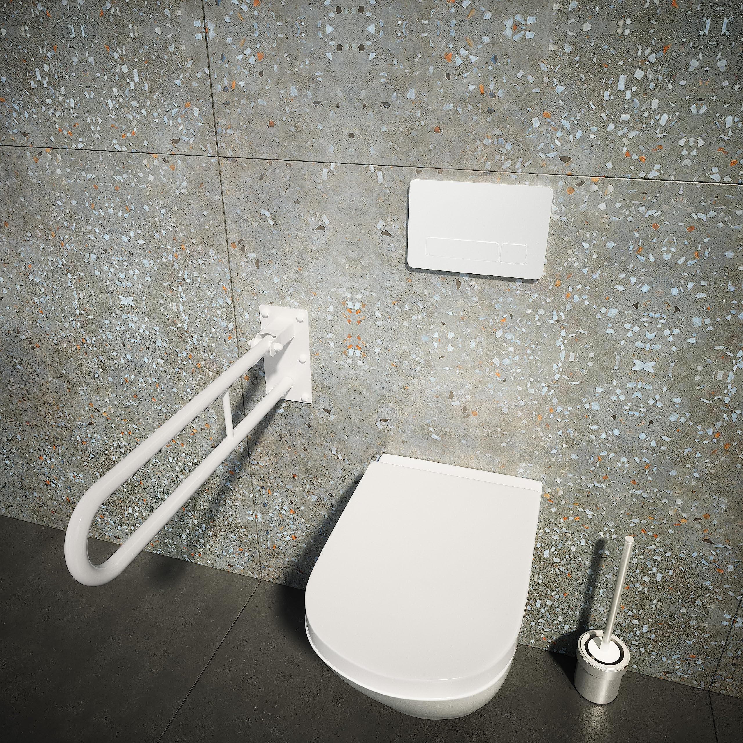 Aquabad® Barra de Apoyo abatible de acero, blanco, 80 cm