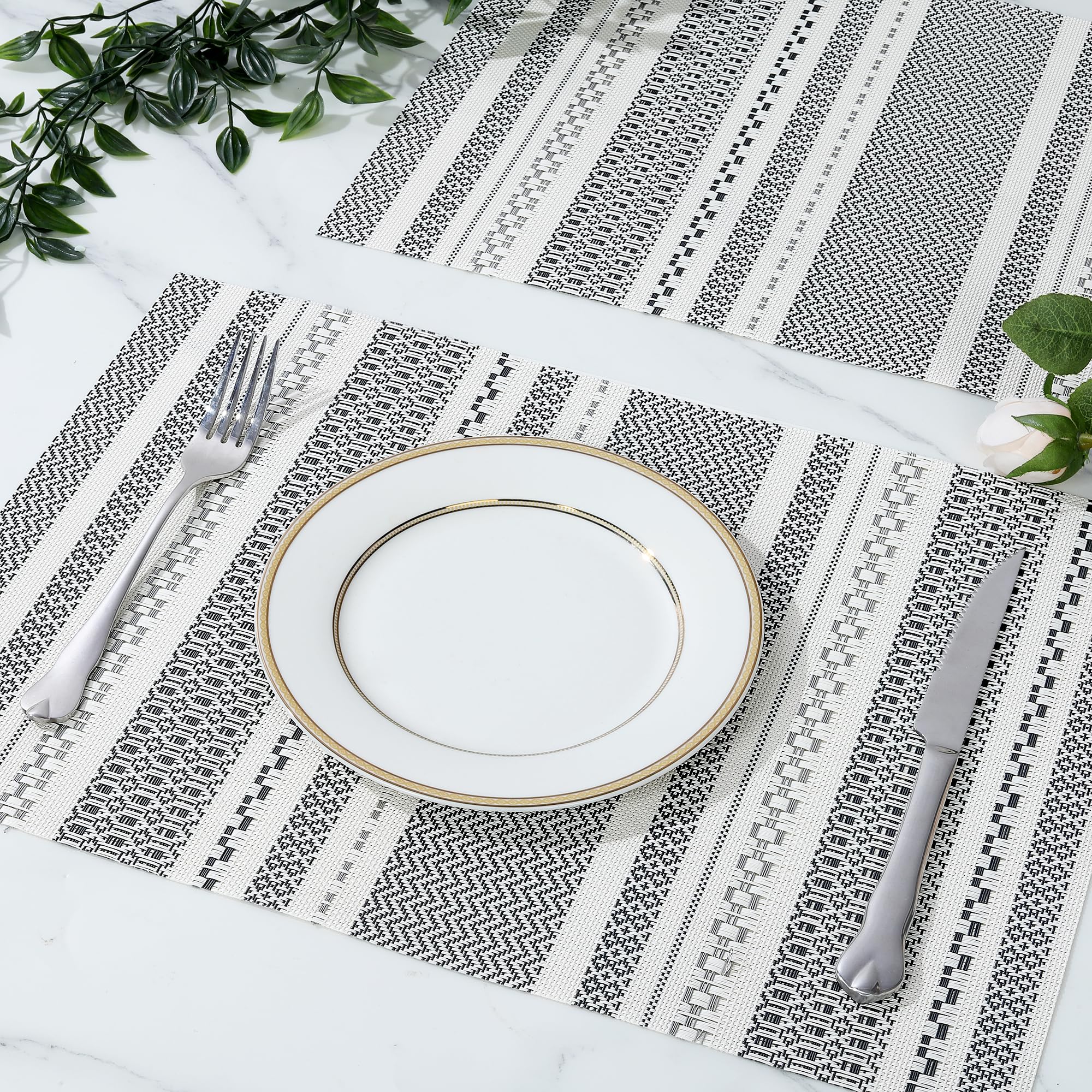 fanquare Tovagliette a Foglia Set di 6 Tovagliette Americane in PVC Resistenti al Calore Tovagliette in