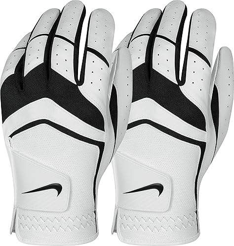 Nike Dura Feel - Guantes de golf para hombre (paquete de 2), color blanco, mediano, mano izquierda
