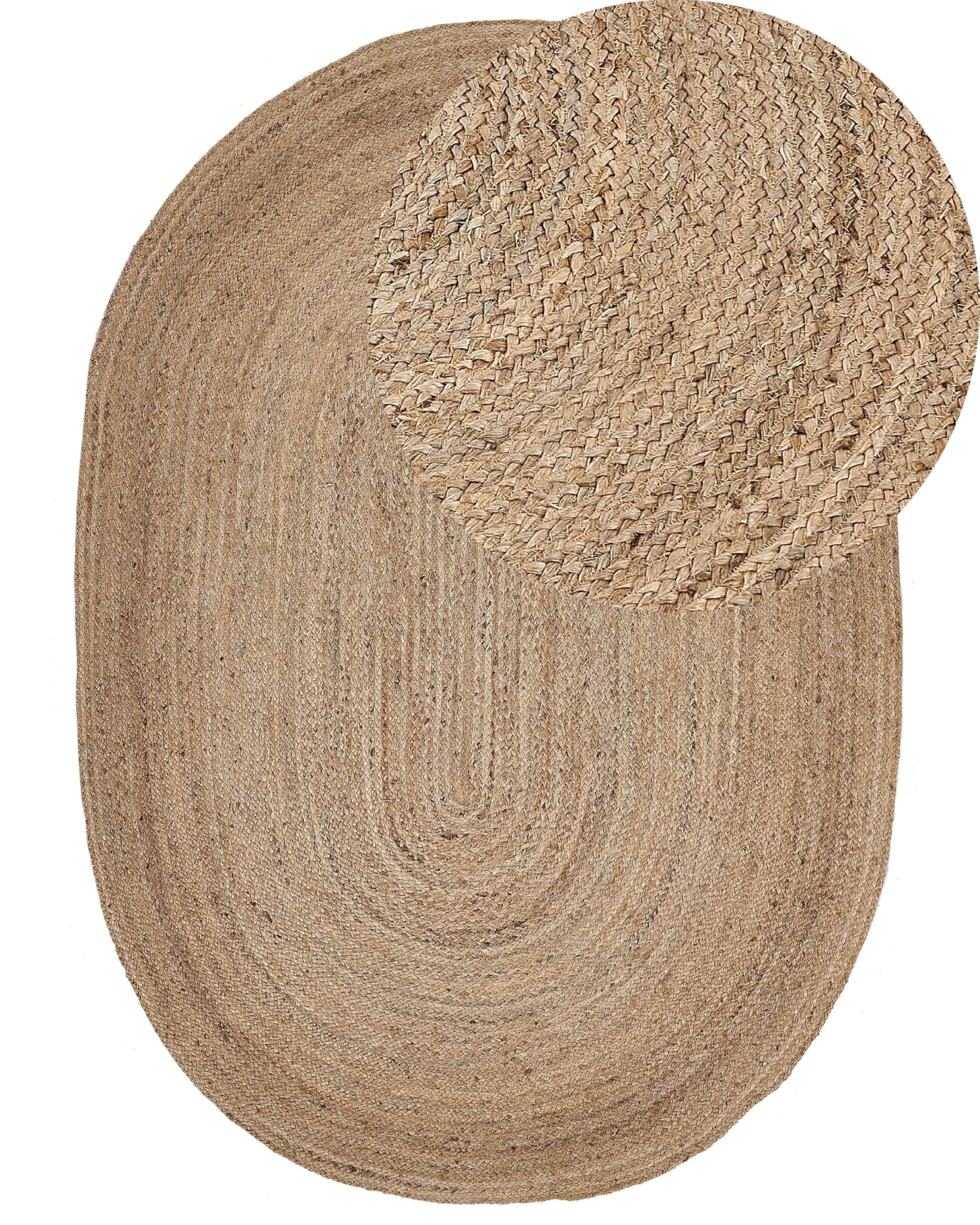 Dywan jutowy pleciony naturalny owalny 160 x 230 cm beżowy Demirci