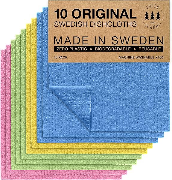 SUPERSCANDI Chiffons Lot de 10 – Lavables et Réutilisables | Chiffon Vitre sans Trace – Torchons Vaisselle & Éponge Durable | Chiffon Cuisine Toutes Surfaces – Multicolore - 1