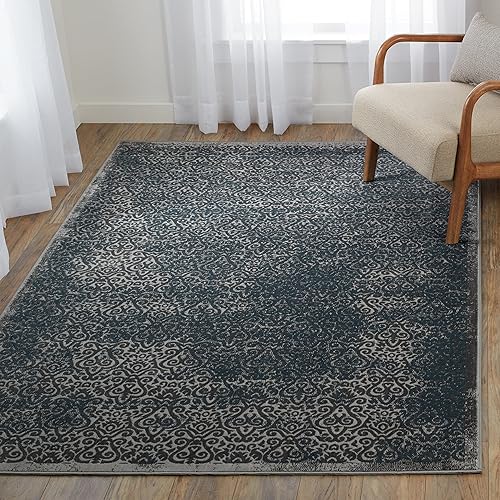 Miniatura 3 de Linon RUGVT4491 Colección Vintage Isfahan 9x12, Azul, 9' x 12'