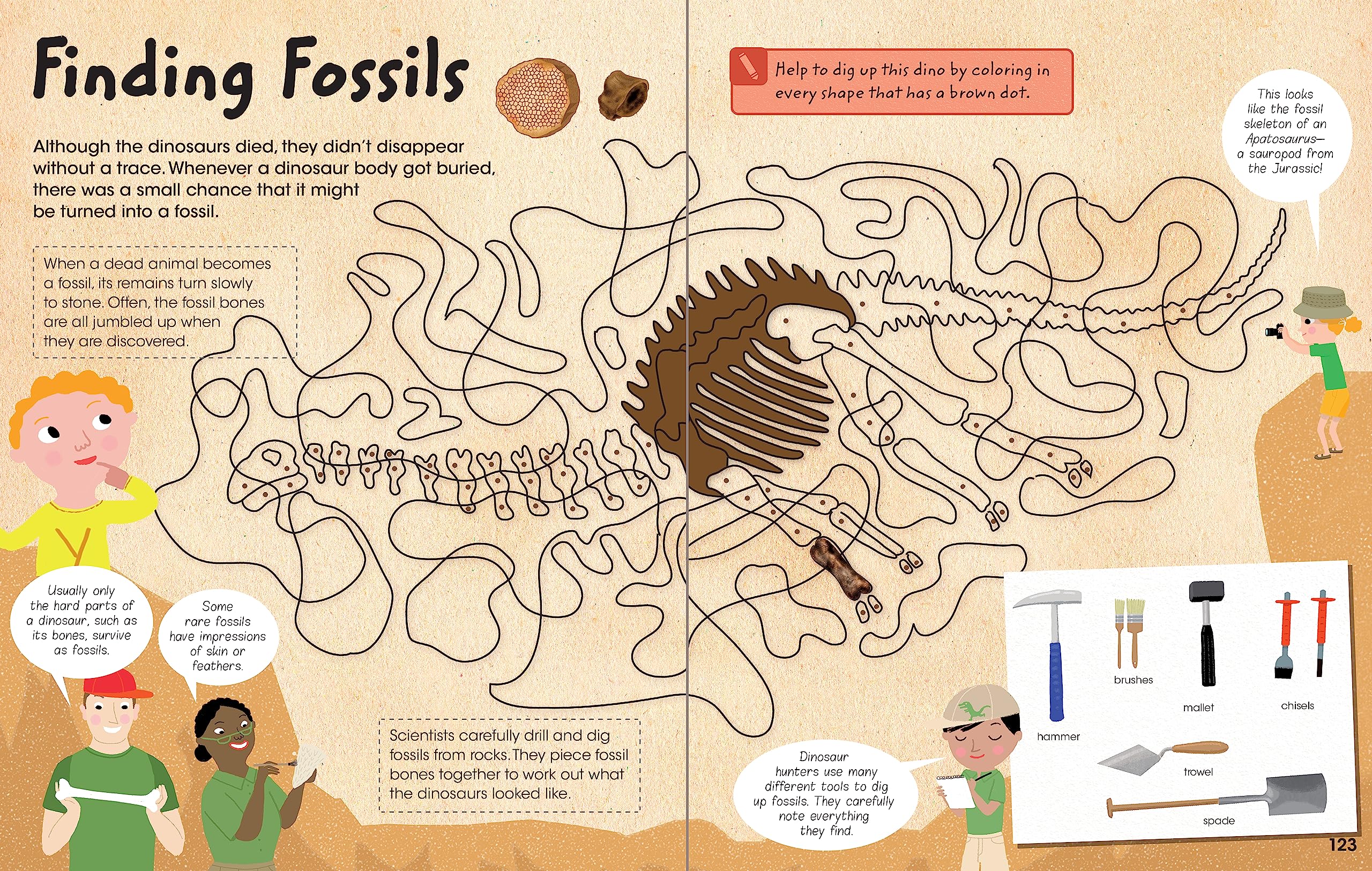 Libro de actividades y datos de dinosaurios con calcomanías para niños de 5 a 9 años, incluye diagramas, laberintos, colorear, punto a puntos, calcomanías y más