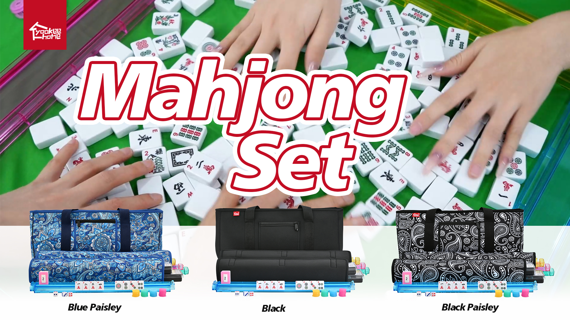 C&H Solutions Amerikanisches Mahjong Set – 166 Steine, Rosa PU-Tasche, Mit Racks & Englischer Anleitung