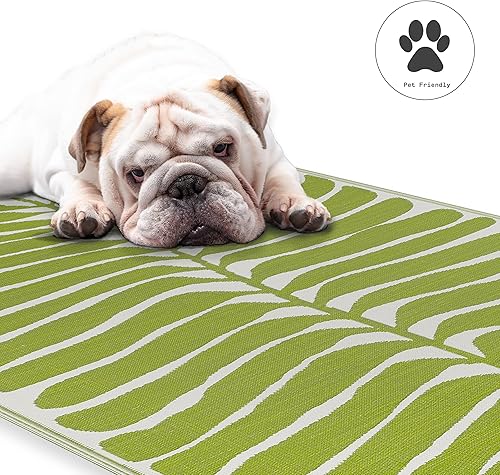 Miniatura 8 de Fab Habitat Alfombra para exteriores, impermeable, resistente a la decoloración, sin arrugas, plástico reciclado de alta calidad, diseño botánico de