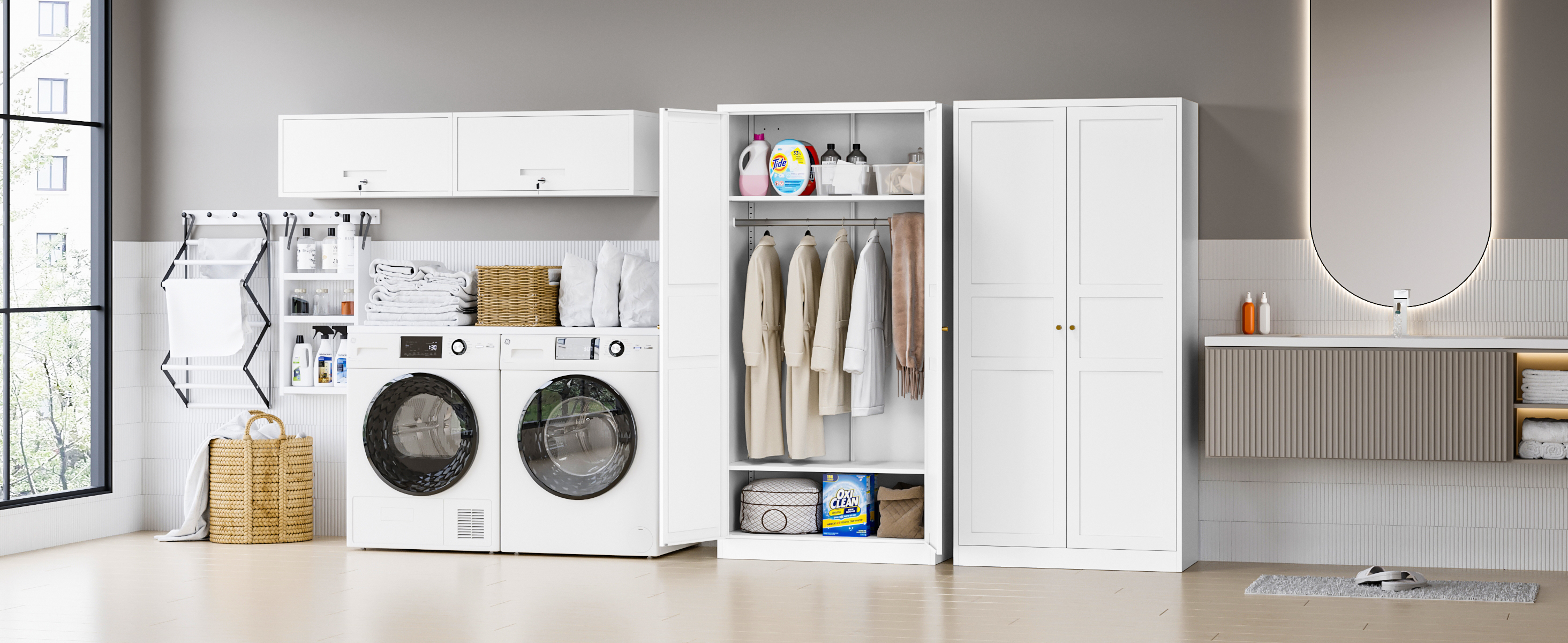 Arco　メタルワードローブ　BR Amazon.com: MIIIKO Wardrobe Closet with 2 Doors, 72