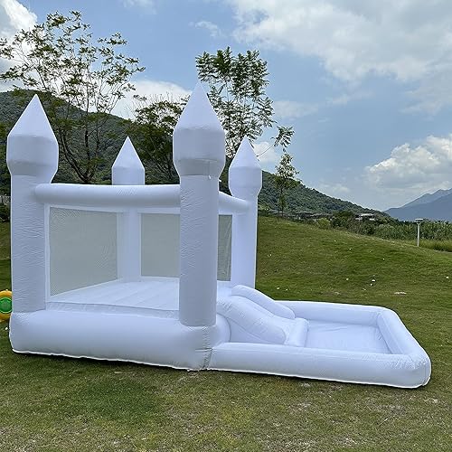 Miniatura 5 de Casa de rebote blanca portátil con tobogán y pozo de bolas, gorila inflable multifuncional para niños (13 x 8 x 8 pies de tela Oxford, con soplador