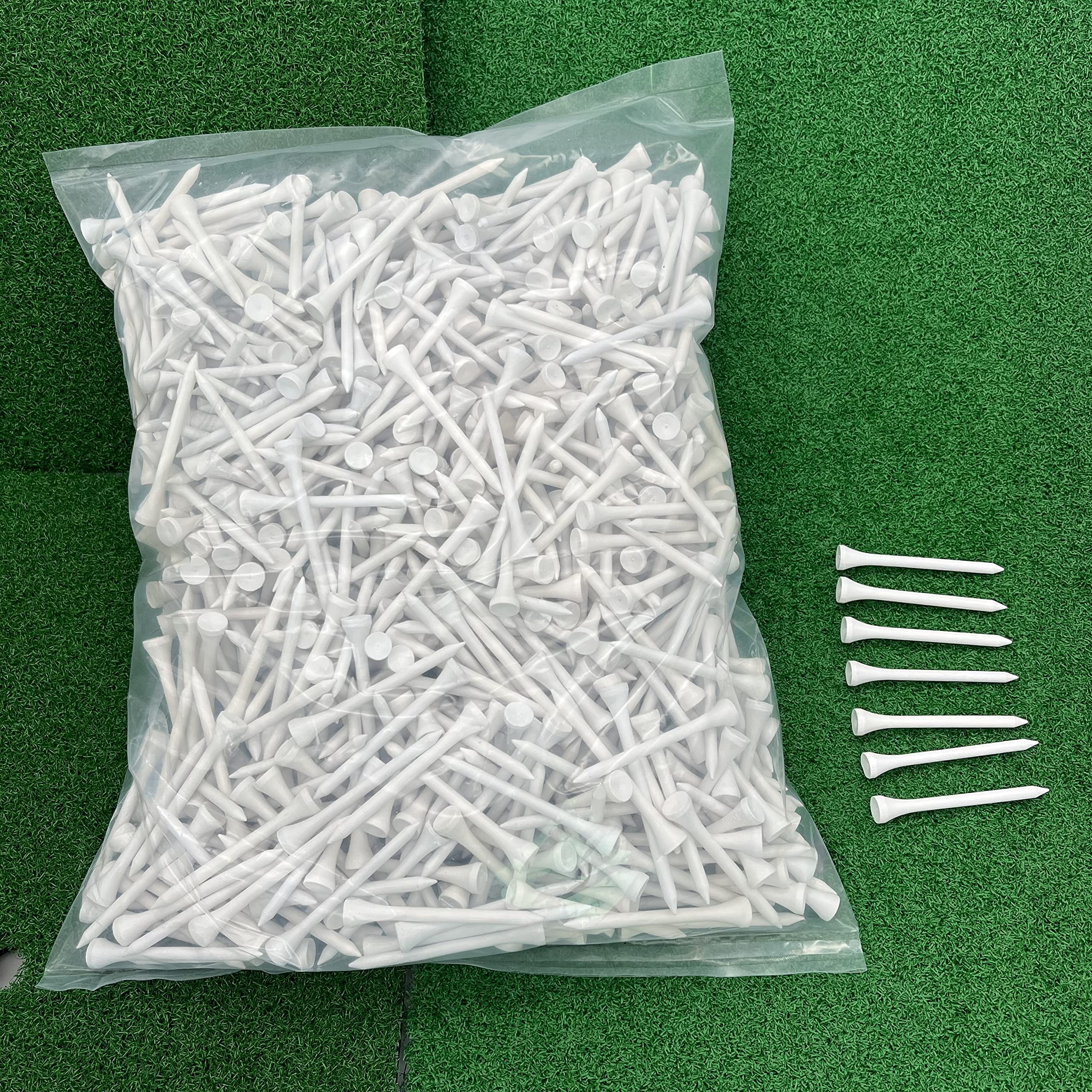 1000 Stück Golf-Tees aus Holz, 7,5 cm hoch, weniger Reibung, professionelle weiße Holz-Tees für Schläger