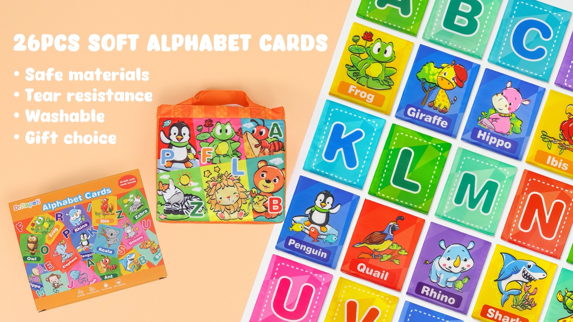Amazon.com: Dr.Rapeti Soft Alphabet Cards, 26pcs ABC Alphabet, 26