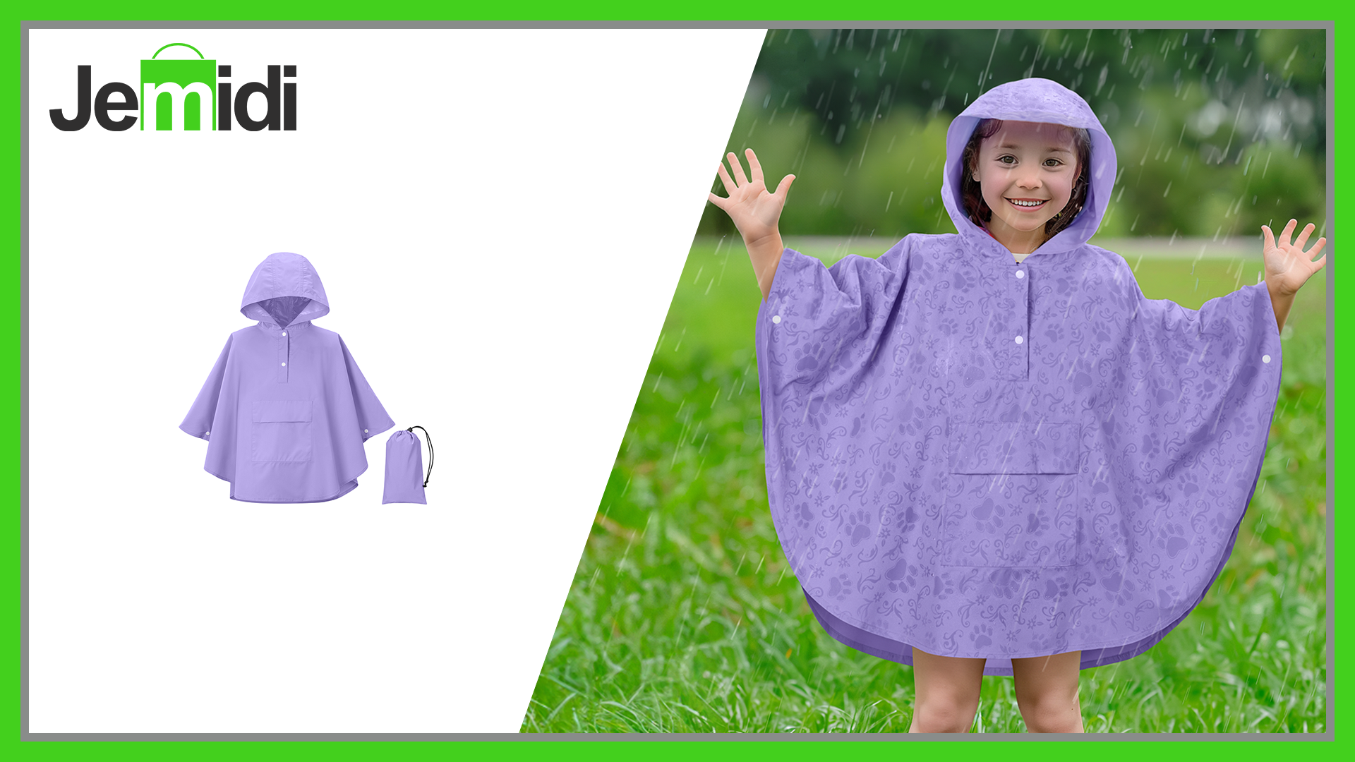 Generisch Regenponcho Kinder, Wiederverwendbar Wass Produktbild-Vorschau 3