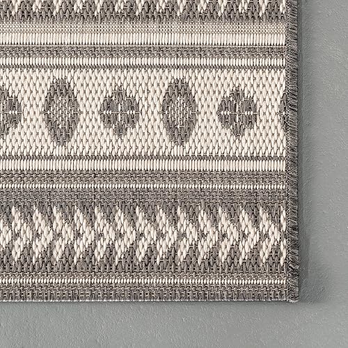 Miniatura 5 de nuLOOM Aztec - Alfombra para interiores y exteriores, cuadrada, 8 pies, color gris teófilo