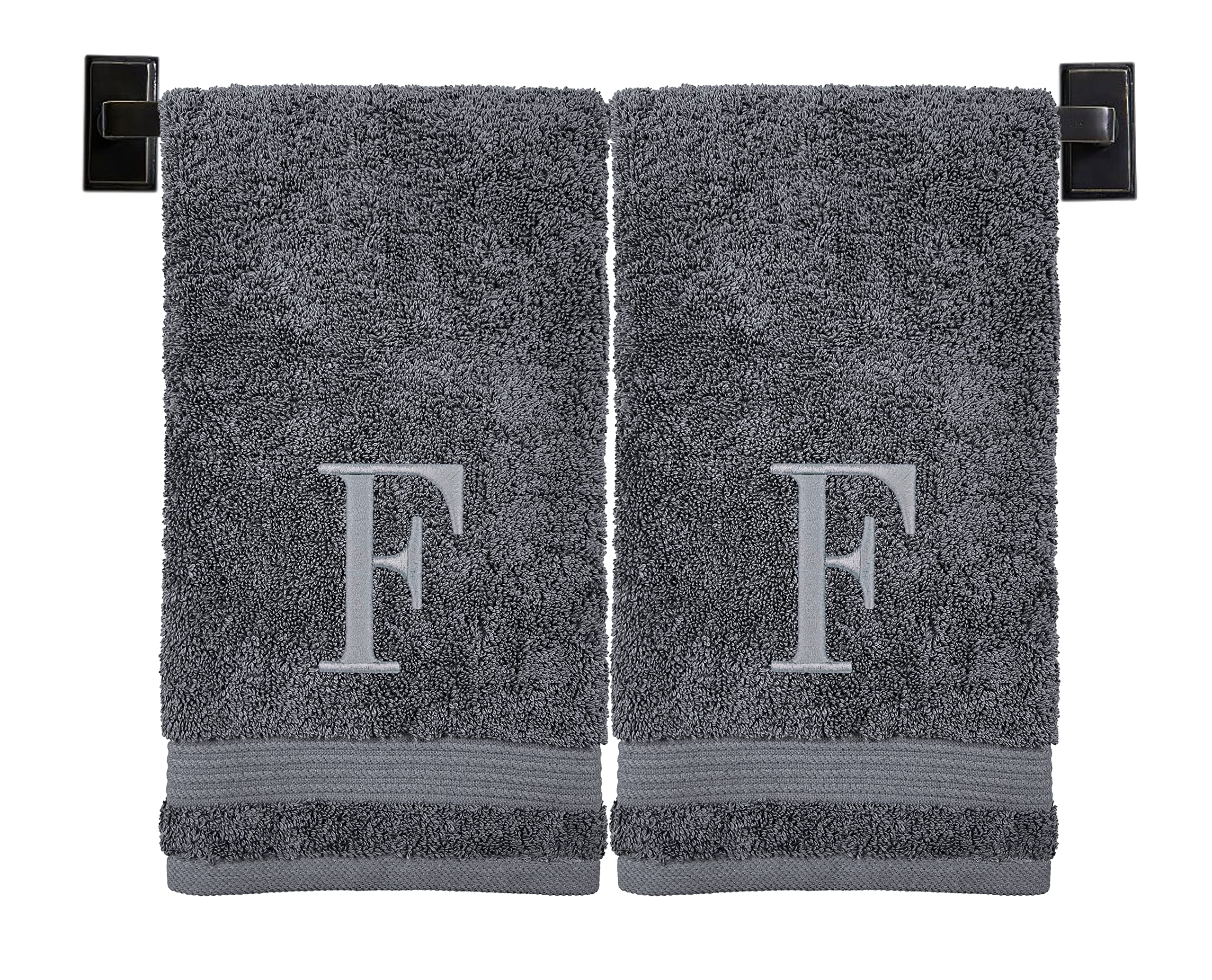 Custom Luxury Towels Monogrammed Hand Towels for Bathroom | Luxury Turkish Cotton | Embroidered in USA | Set of 2 | Choose Set Color and Monogram