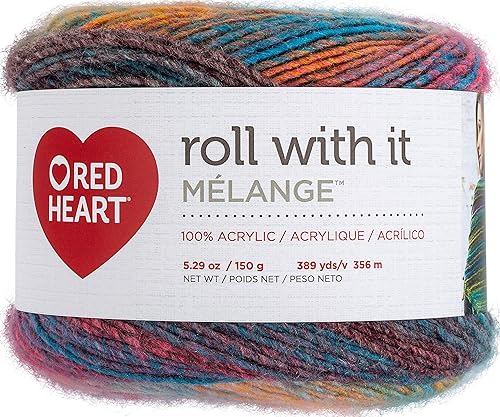Miniatura 36 de Red Heart Roll with It Melange - Hilo para cortina de 5.3 onzas, acrílico, 4 medianos (peinado), 389 yardas, tejido/ganchillo, paquete de 3, pasarela