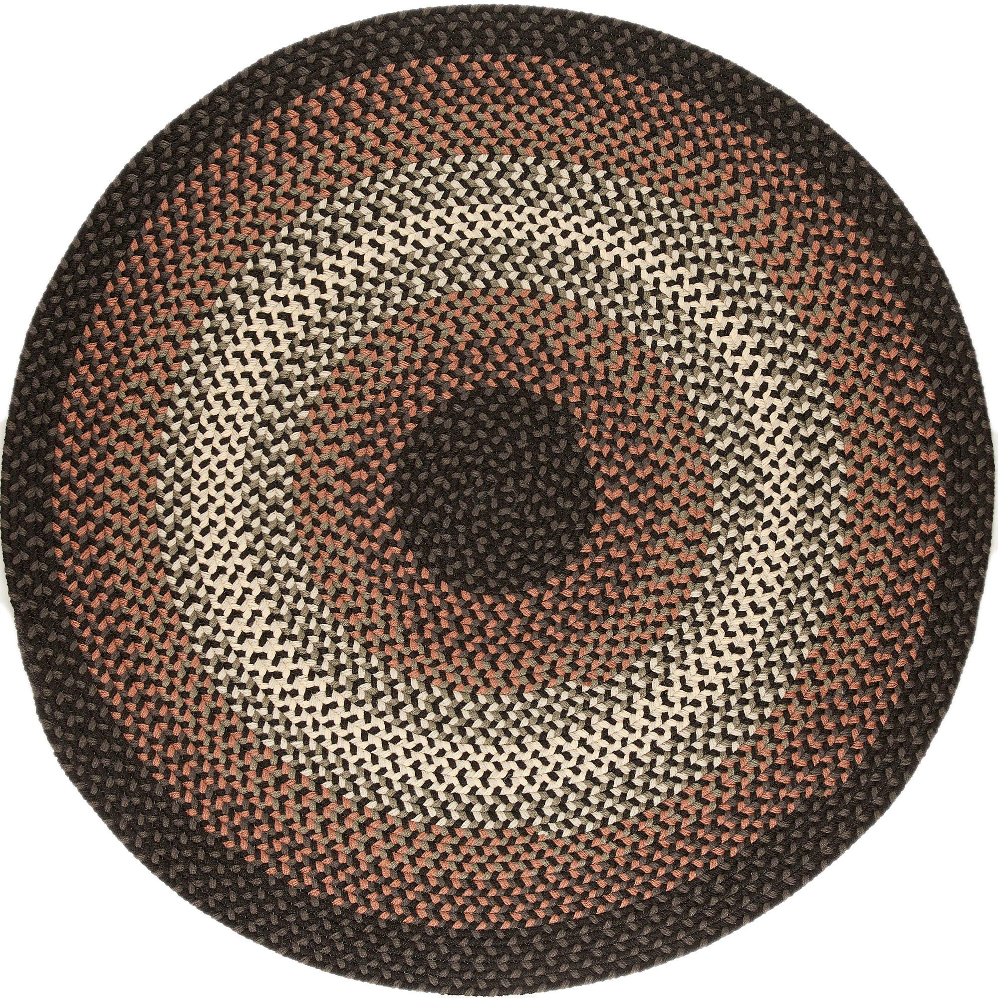 Super Area Rugs Braided Rug Pinecrest Indoor Outdoor Braided Carpet for High Traffic Kitchen Black Multi 4 Round