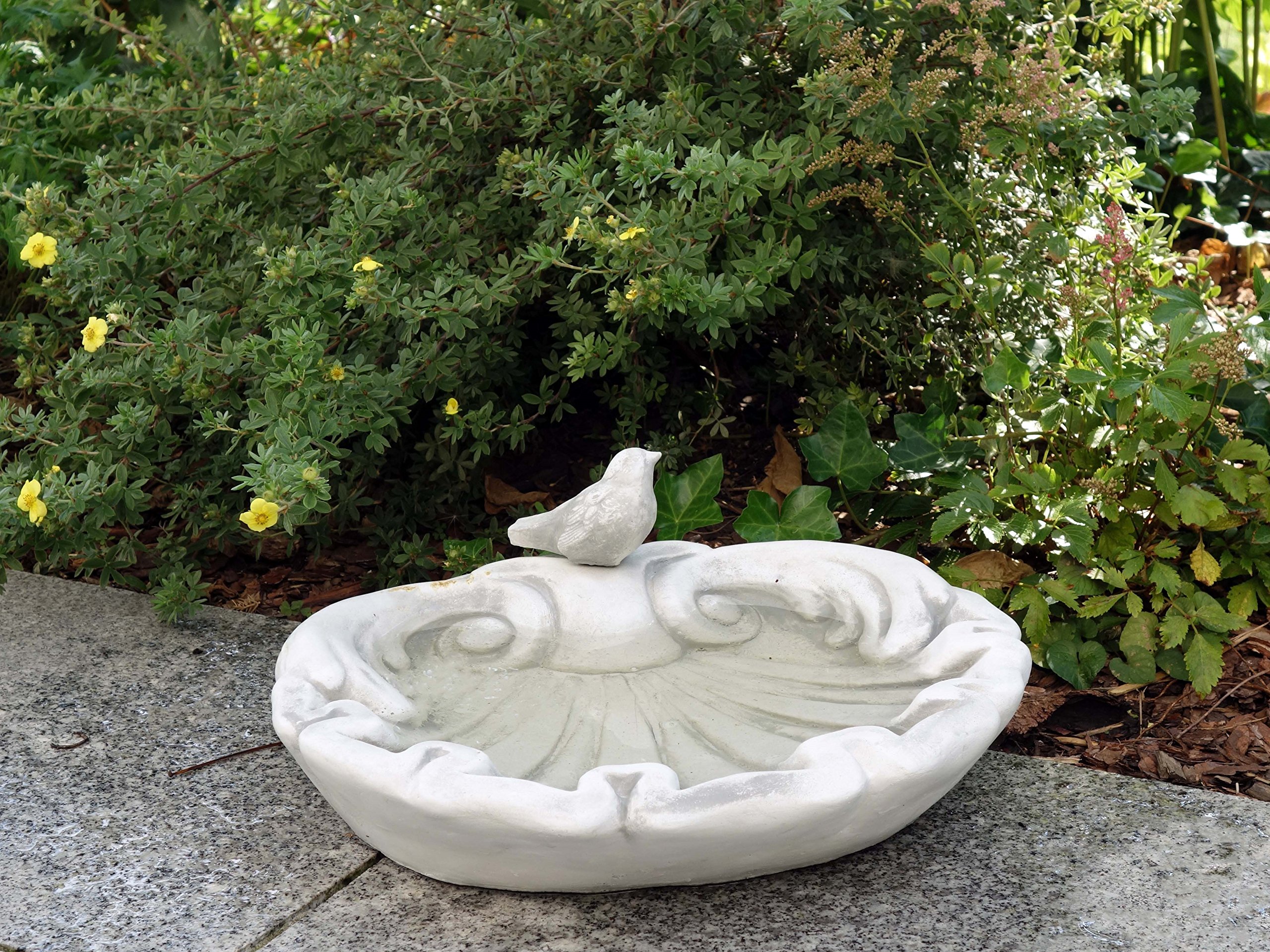 gartendekoparadies.de Grand Bol Magnifique avec Oiseau en Pierre reconstituée, résistant au Gel