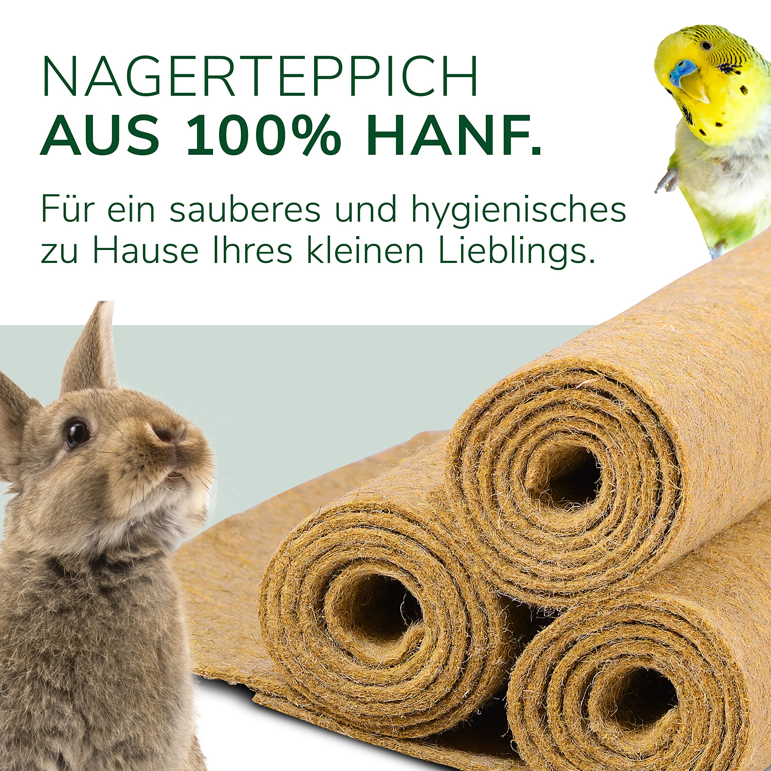 Natursache 10 Nagermatten aus Hanf, 100 x 50 x 1cm I Hanfmatten für Hasenstall, Kaninchenhaus, Hamsterkäfig I Bodenabdeckung für Käfige, Laufställe, Höhlen & Schlafplätze von Kleintieren & Nagern