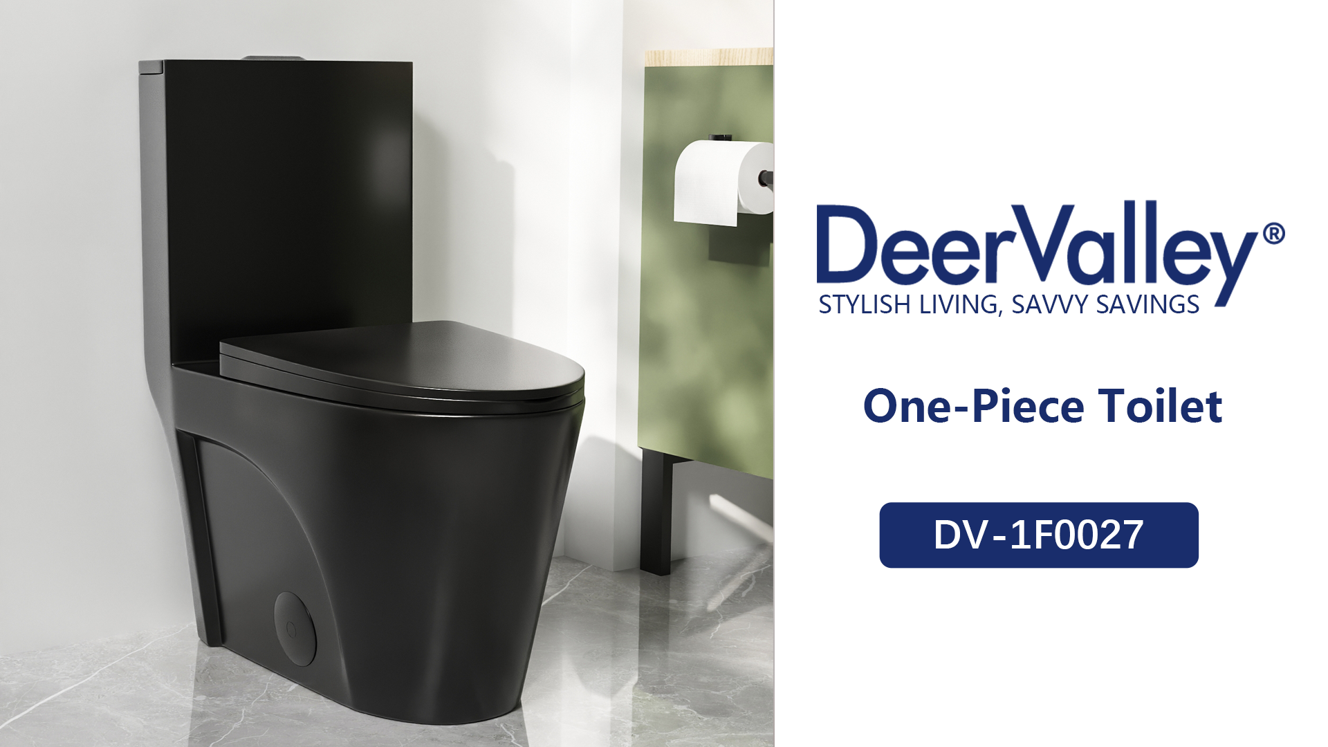 DeerValley Elongated One Piece Toilet with Comfort Height, Dual