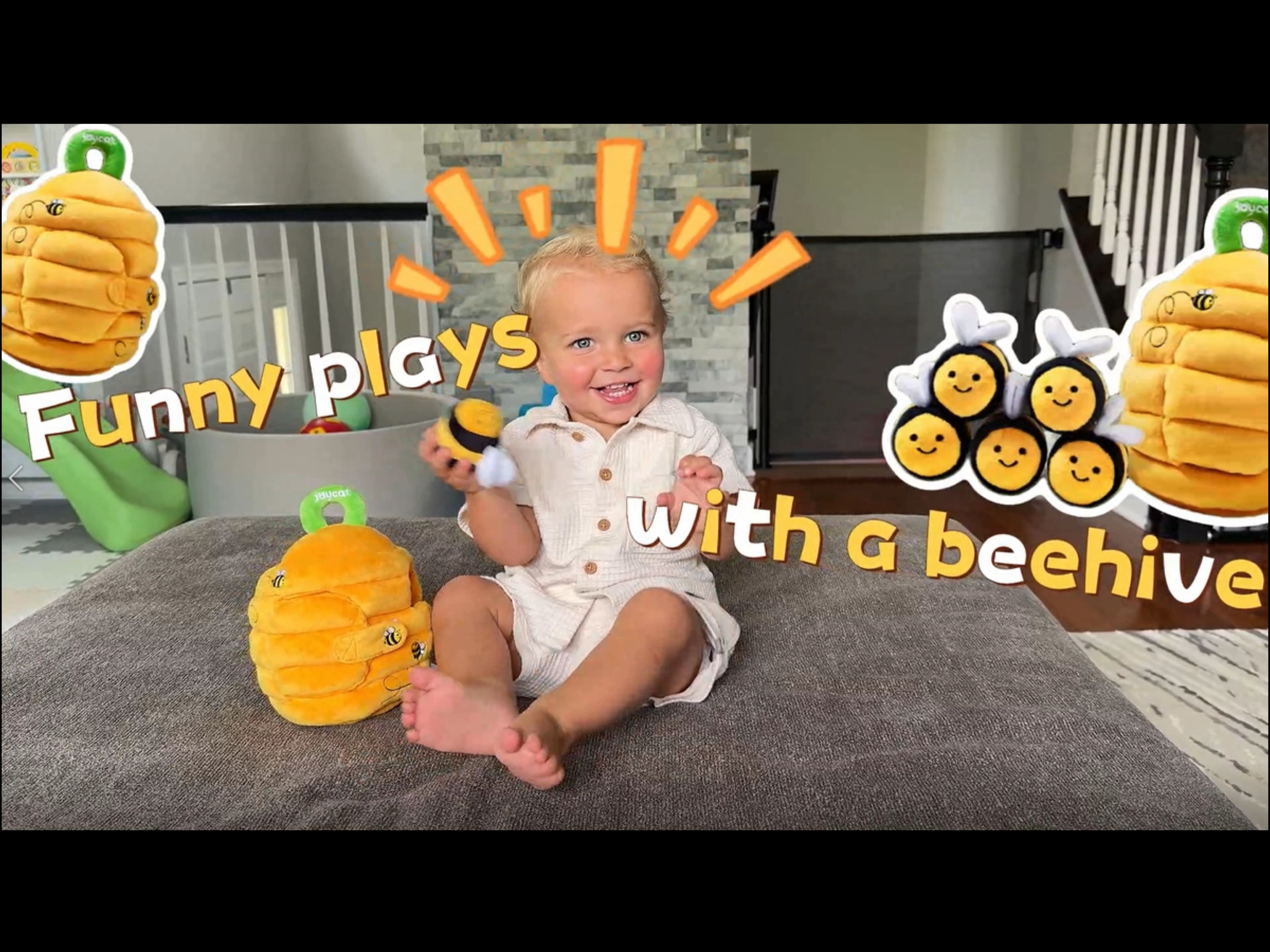 Baby Toys 6-12 Months,Soft Baby Beehive Toy With 5 Sensory Bees